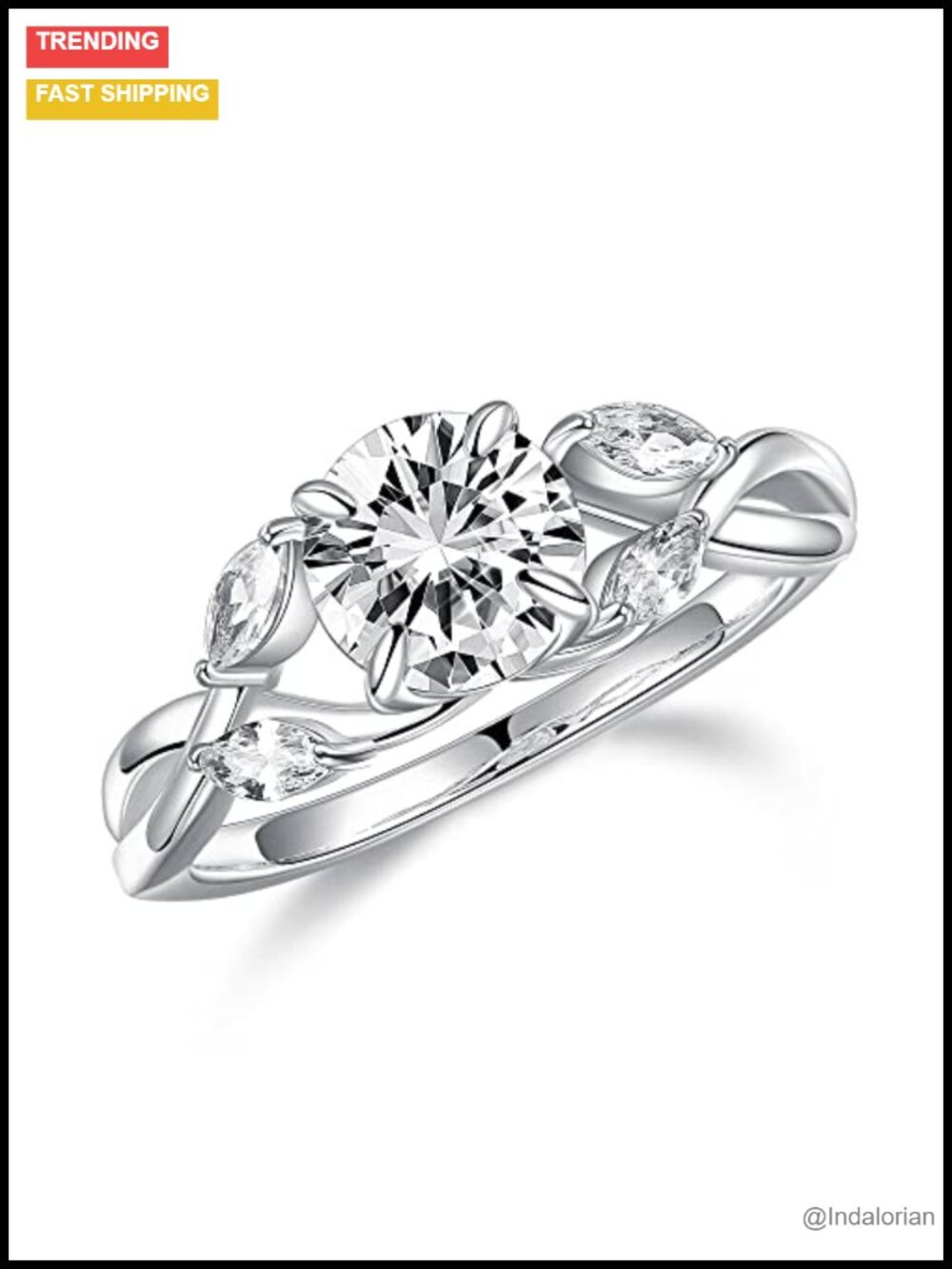 1.2ct Willow Moissanite Engagement Ring 925 Sterling Silver Round Cut